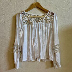 White Hollister Boho Lace Blouse